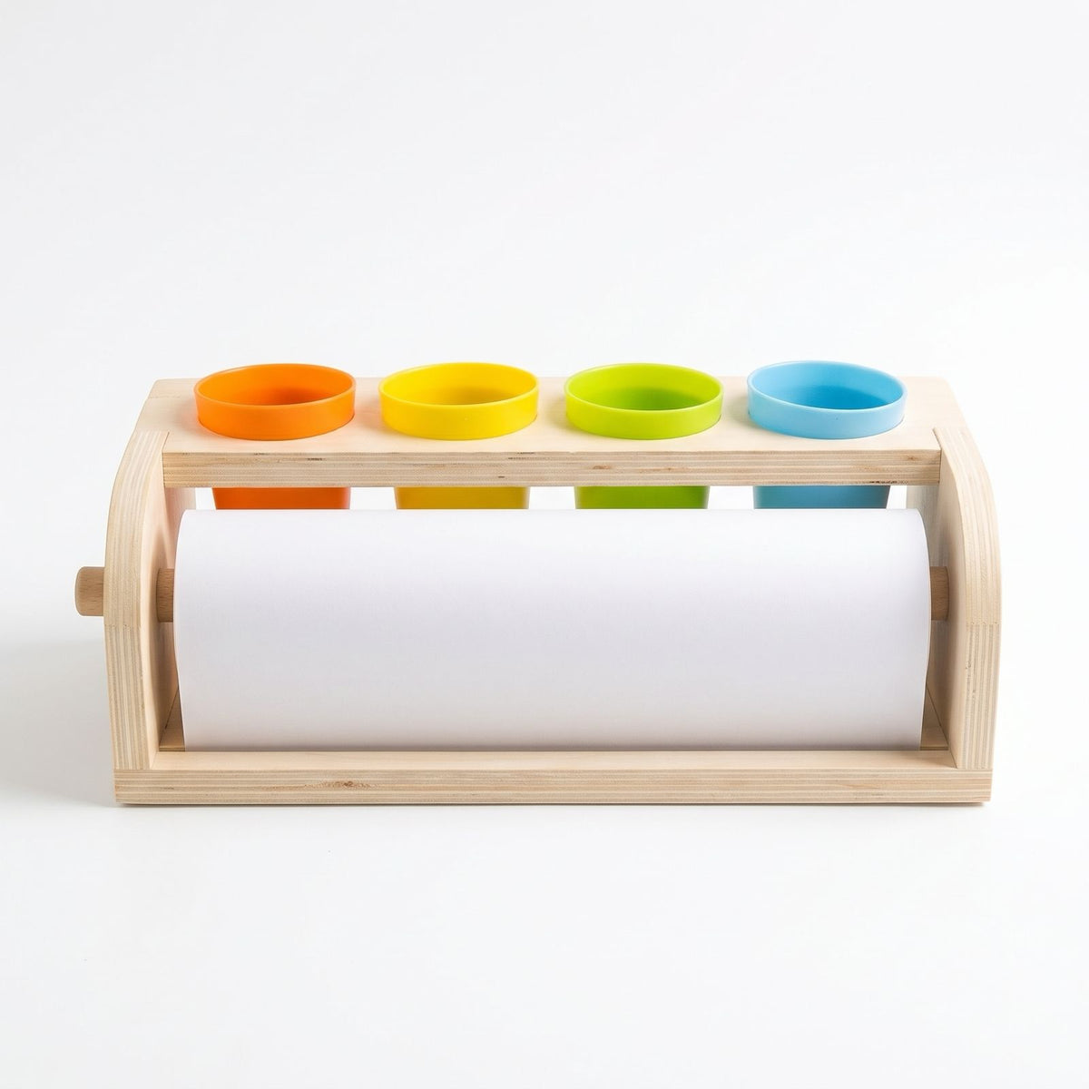 Wooden Tabletop Paper Roll Dispenser with Safety Sliding Cutter